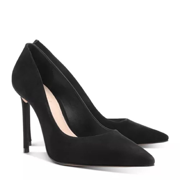 New SCHUTZ Women's Lou Black Suede Pointed Toe High Heel Pumps - Size 8B - Picture 1 of 16